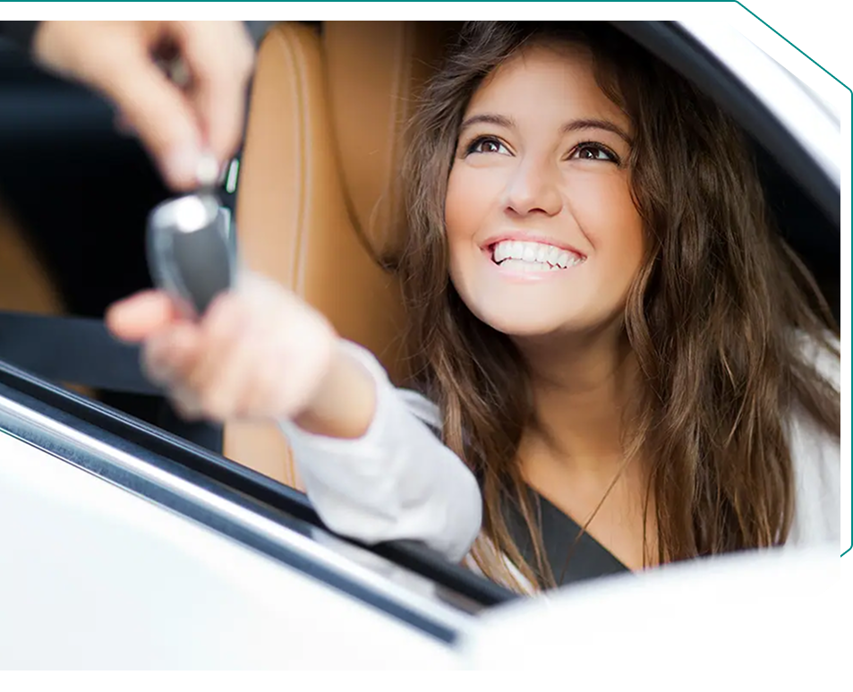 girl with new car key